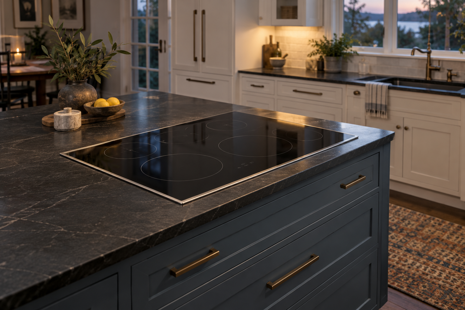 Illustrative Wolf cooktop in a residential kitchen — AI image for Sub-Zero Repair Briarcliff Manor