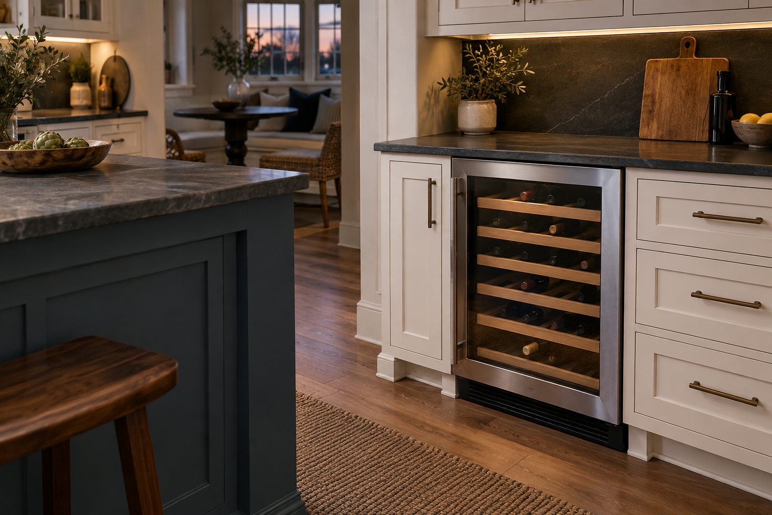 Illustrative Viking wine cooler in a residential kitchen — AI image for Sub-Zero Repair Briarcliff Manor