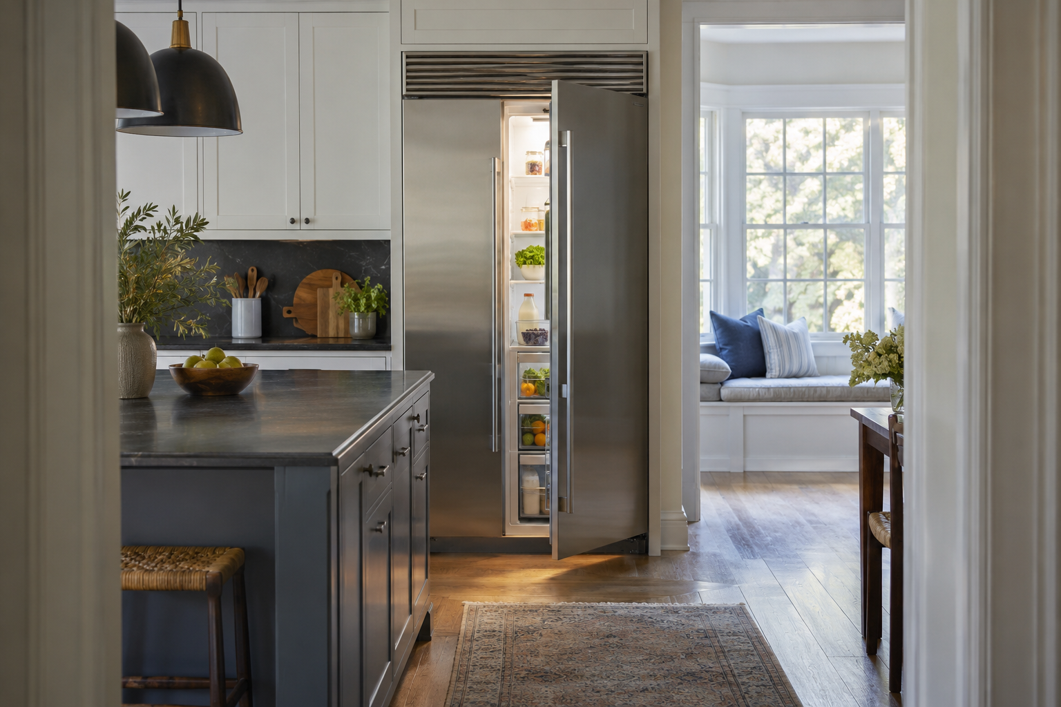 Illustrative Viking refrigerator in a residential kitchen — AI image for Sub-Zero Repair Briarcliff Manor